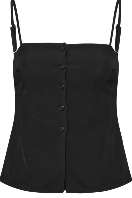 Pixiegirl Petite Black Structured Button Vest Top