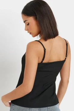 Pixiegirl Petite Black Structured Button Vest Top