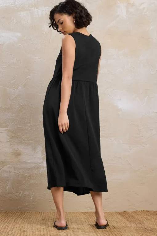 Pixiegirl Petite Black Tie Front Midi Dress