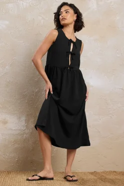 Pixiegirl Petite Black Tie Front Midi Dress