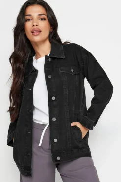 Pixiegirl Petite Black Washed Oversized Denim Jacket
