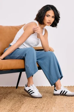 Pixiegirl Petite Blue Acid Wash Cropped Trousers