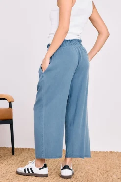 Pixiegirl Petite Blue Acid Wash Cropped Trousers