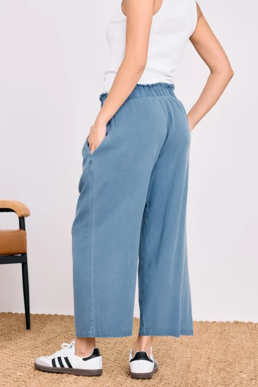 Pixiegirl Petite Blue Acid Wash Cropped Trousers
