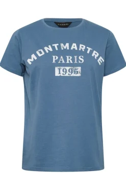 Pixiegirl Petite Blue Acid Wash Slogan T-Shirt