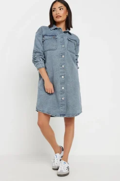 Pixiegirl Petite Blue Denim Shirt Mini Dress