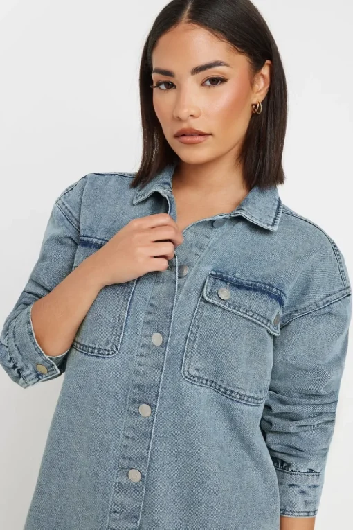Pixiegirl Petite Blue Denim Shirt Mini Dress