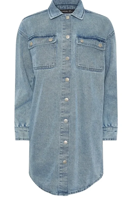 Pixiegirl Petite Blue Denim Shirt Mini Dress
