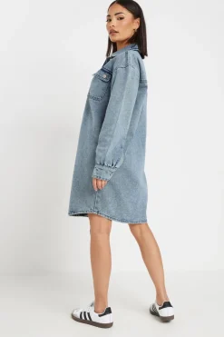 Pixiegirl Petite Blue Denim Shirt Mini Dress
