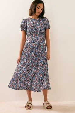 Pixiegirl Petite Blue Ditsy Floral Tea Dress