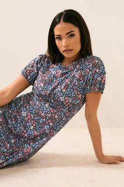 Pixiegirl Petite Blue Ditsy Floral Tea Dress