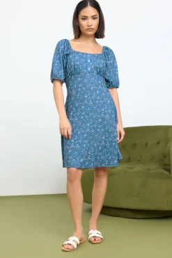 Pixiegirl Petite Blue Ditsy Floral Print Mini Dress