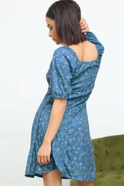 Pixiegirl Petite Blue Ditsy Floral Print Mini Dress