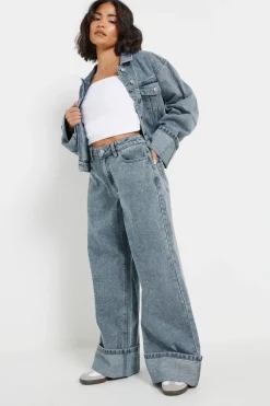 Pixiegirl Petite Blue Wash Denim Turn Up Jeans