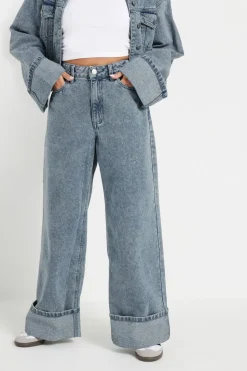 Pixiegirl Petite Blue Wash Denim Turn Up Jeans