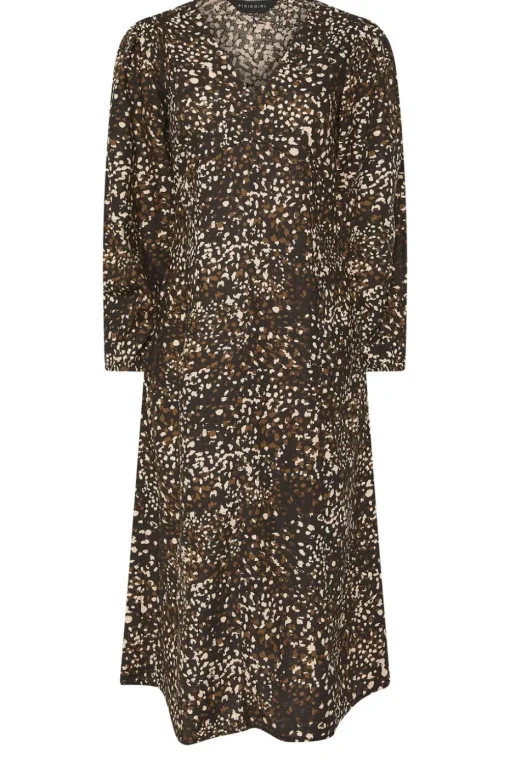 Pixiegirl Petite Brown Abstract Spot Midi Tea Dress