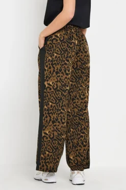 Pixiegirl Petite Brown Leopard Print Striped Wide Leg Trousers