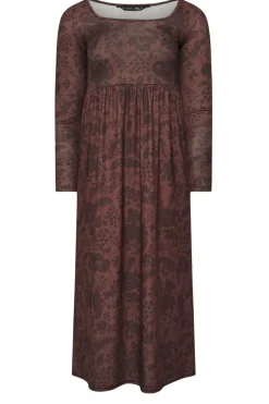 Pixiegirl Petite Brown Paisley Print Midi Tea Dress
