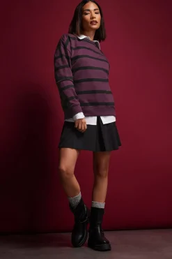 Pixiegirl Petite Burgundy Red Stripe Sweatshirt