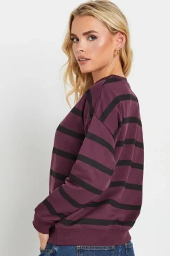 Pixiegirl Petite Burgundy Red Stripe Sweatshirt