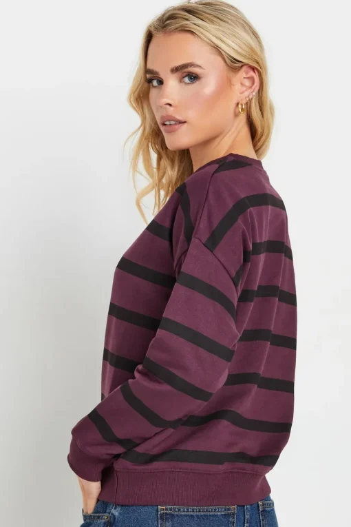 Pixiegirl Petite Burgundy Red Stripe Sweatshirt