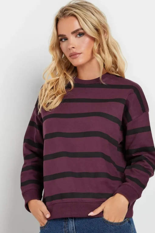 Pixiegirl Petite Burgundy Red Stripe Sweatshirt
