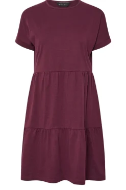 Pixiegirl Petite Burgundy Red Tiered Smock Dress