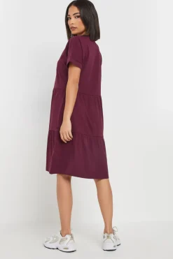 Pixiegirl Petite Burgundy Red Tiered Smock Dress