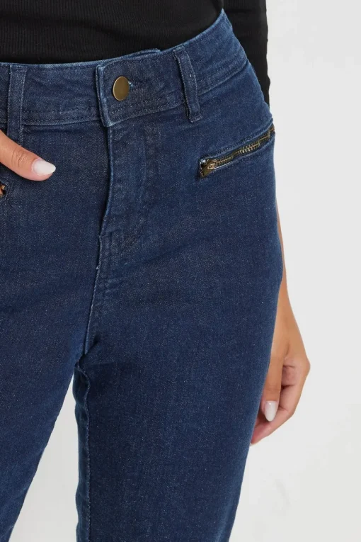 Pixiegirl Petite Dark Blue Stretch Zip Pocket Skinny Jeans