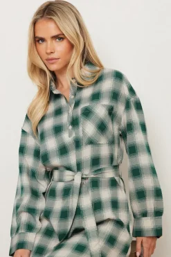 Pixiegirl Petite Green Check Print Shirt Dress