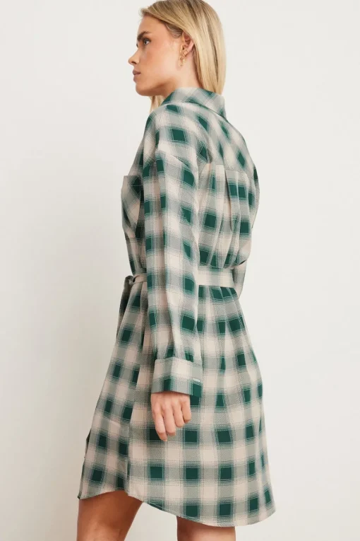 Pixiegirl Petite Green Check Print Shirt Dress