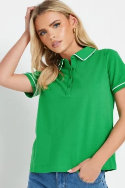 Pixiegirl Petite Green Contrast Trim Polo Shirt