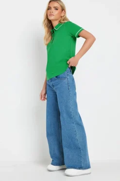 Pixiegirl Petite Green Contrast Trim Polo Shirt