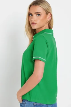 Pixiegirl Petite Green Contrast Trim Polo Shirt