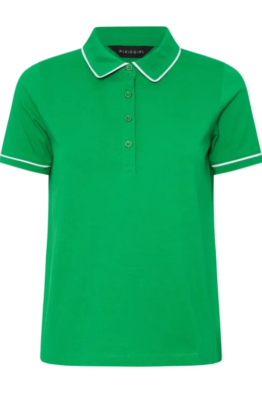 Pixiegirl Petite Green Contrast Trim Polo Shirt