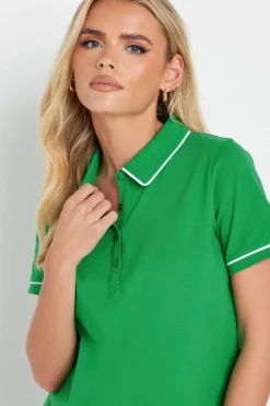 Pixiegirl Petite Green Contrast Trim Polo Shirt