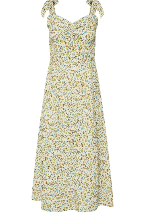 Pixiegirl Petite Green Ditsy Floral Tie Shoulder Midi Dress