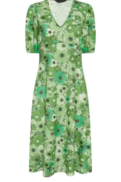 Pixiegirl Petite Green Floral Print Midi Tea Dress