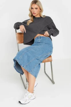 Pixiegirl Petite Grey Acid Wash Cross Over Sweatshirt