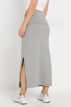 Pixiegirl Petite Grey Fold Over Maxi Skirt