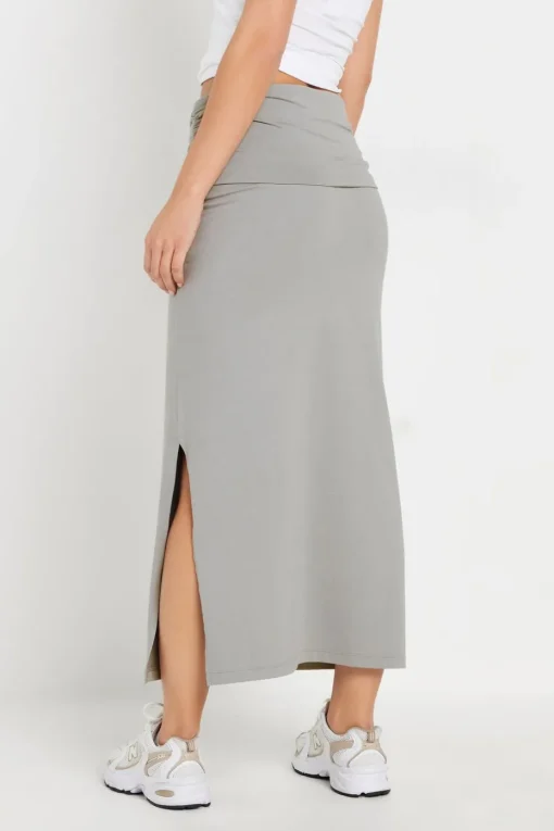 Pixiegirl Petite Grey Fold Over Maxi Skirt