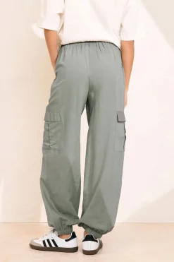 Pixiegirl Petite Grey Linen Cargo Cuffed Joggers