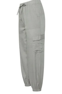 Pixiegirl Petite Grey Linen Cargo Cuffed Joggers