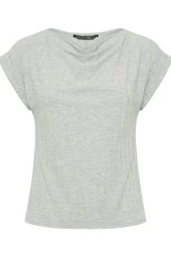 Pixiegirl Petite Grey Ribbed Cowl Neck Top