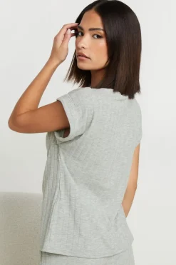 Pixiegirl Petite Grey Ribbed Cowl Neck Top