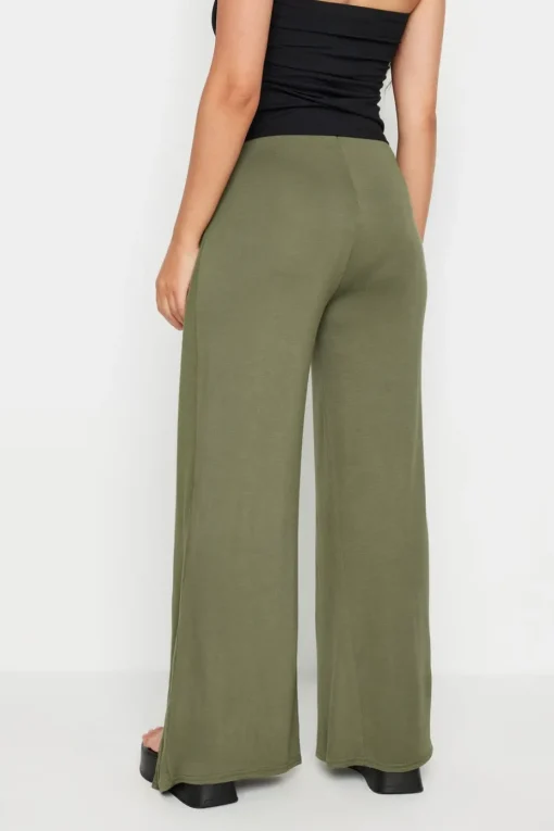 Pixiegirl Petite Khaki Green Wide Leg Wrap Trousers