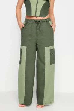 Pixiegirl Petite Khaki Green Colourblock Cargo Trousers