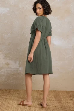 Pixiegirl Petite Khaki Green Tie Front Mini Dress