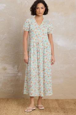 Pixiegirl Petite Light Blue Floral V-Neck Midi Dress