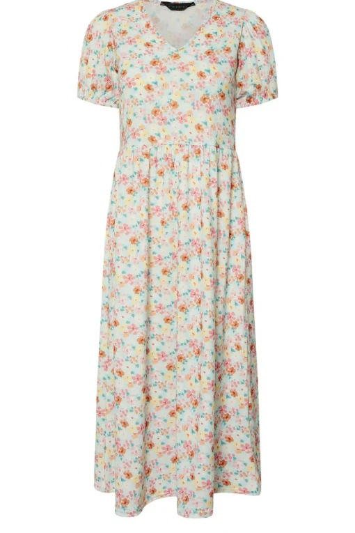 Pixiegirl Petite Light Blue Floral V-Neck Midi Dress